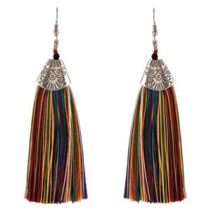 Multi Color Thread Hoop Earrings