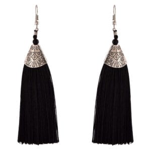 Black Thread Hoop Earrings
