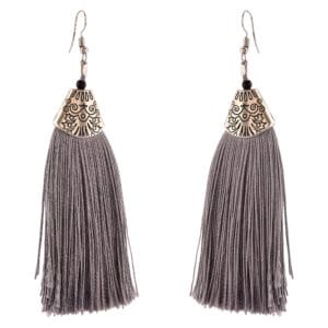 Grey Thread Hoop Earrings