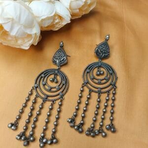 Chain tassel earrings, chain earrings, long earrings, black earrings, Fusion earrings, ethnic earrings, partywear long earrings