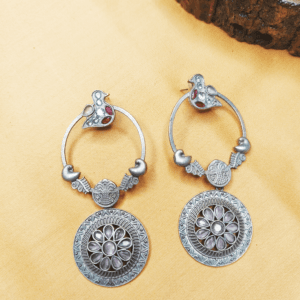 Silver Plated Floral Bird Earrings - Lilac Silver